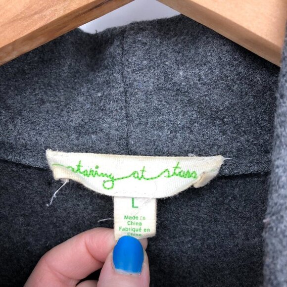 Staring at Stars UO Black + Grey Wool Blend Waterfall Cardigan Cozy size Large - Picture 6 of 16